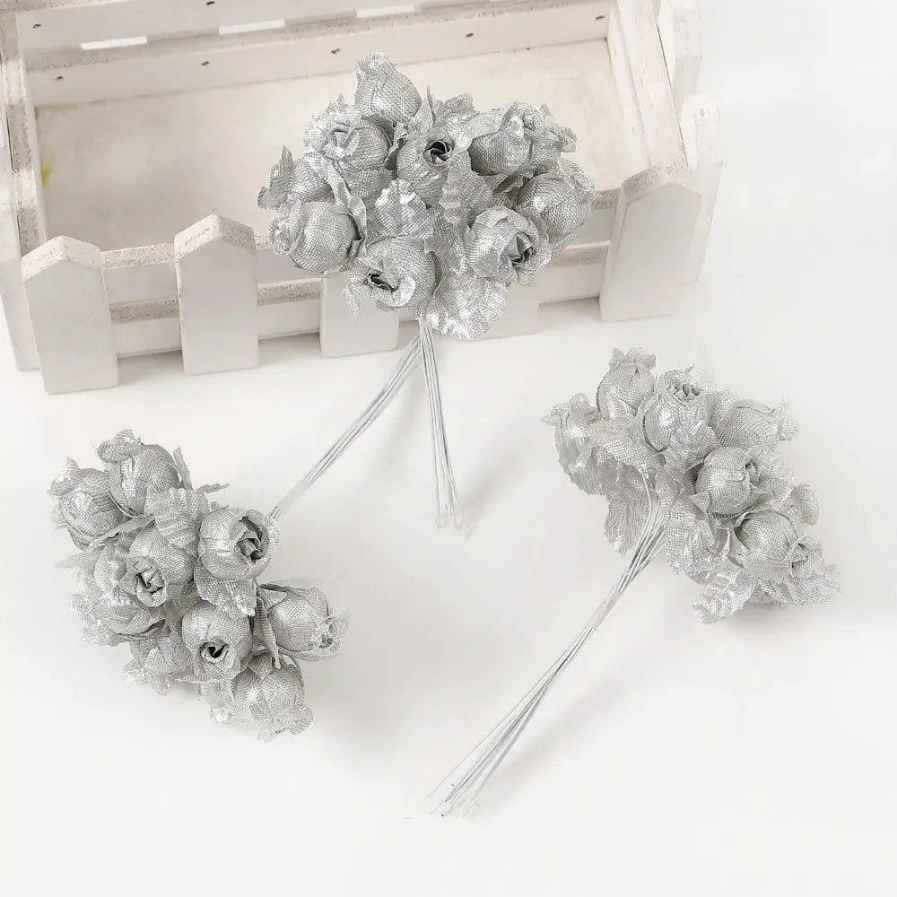 12 Pieces Mini Artificial Rose Bouquet Silk Roses for Home Decor and Wedding Decor Craft Wreath Gift