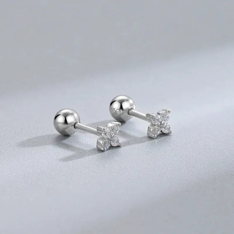 Hypoallergenic Heart Stud Earrings For Women Girls Screw Back Cartilage Helix Piercing Jewelry Gifts
