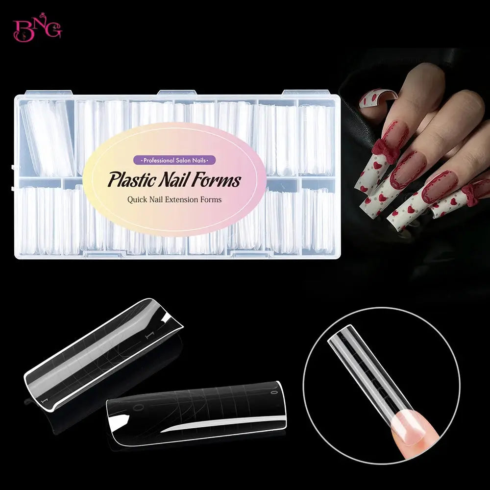 Wide Size Dual Form Nail Molds For Quick Build UV Gel Extensions Square Coffin Almond Shapes
