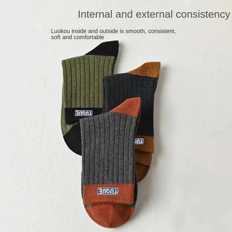 5 Pack Mens Color Block Crew Socks Breathable Comfortable Casual Unisex Outdoor All Seasons