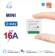 Mini 16A WiFi smart switch module, 2-way control, by Simples Market; compatible with Alexa and Google Home