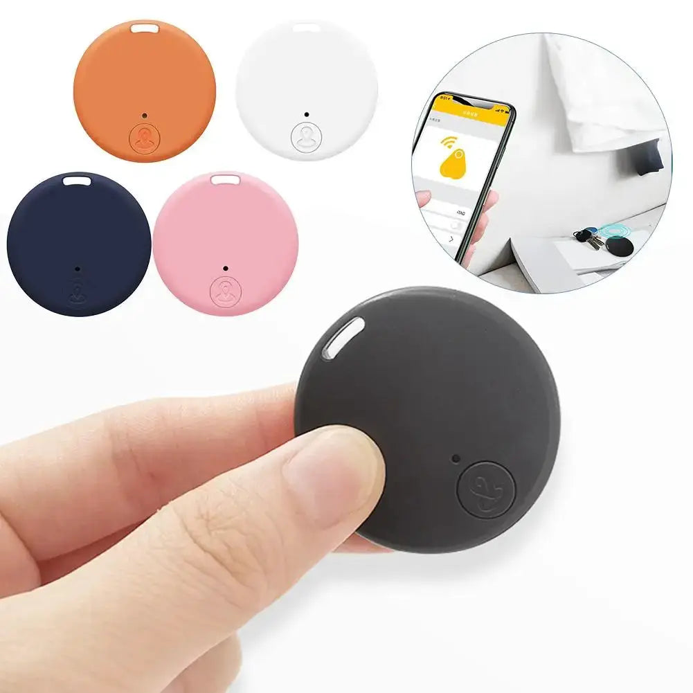 Round GPS Bluetooth 5.0 anti-lost tracker key finder; black shown with orange, white, navy, pink options (5-pack)