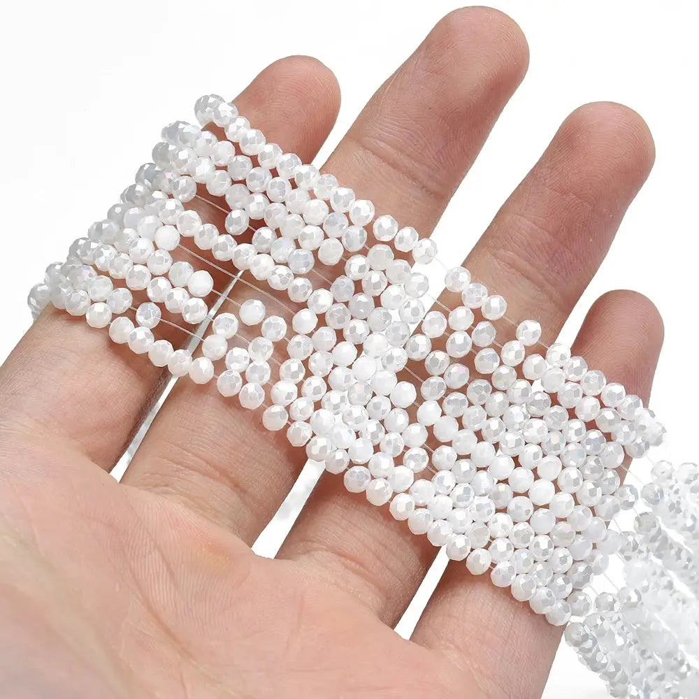 Crystal glass rondelle beads, clear faceted 4mm, pack of 120 pcs