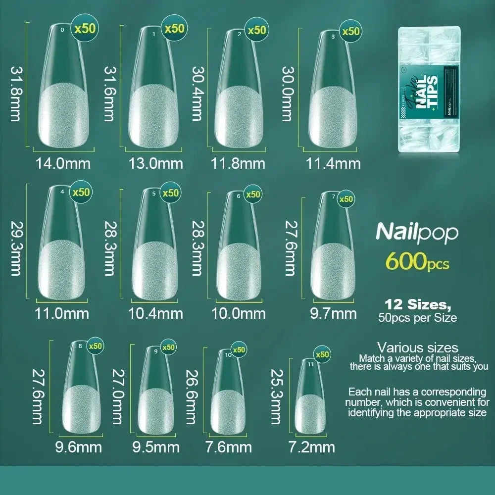 NailPop Soft Gel Nail Tips 600 Pcs Full Cover Coffin Almond Oval Shapes For Salon Quality At Home