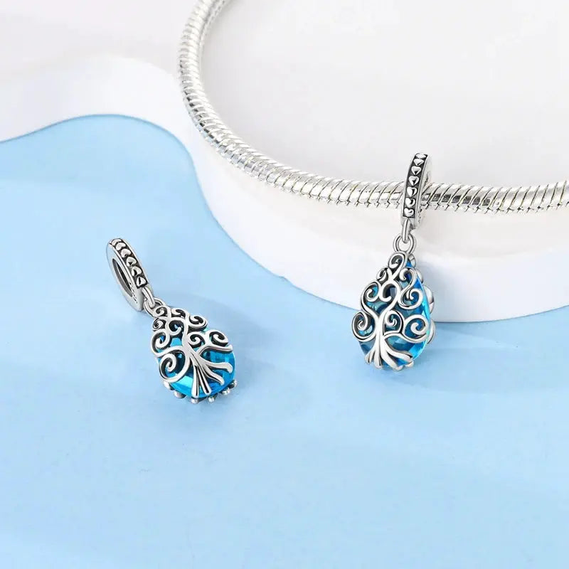 New 925 Sterling Silver Charms Beads Pendants Tree of Life Turtle Gemstone Sunflower for Women Bracelet Jewelry Gift