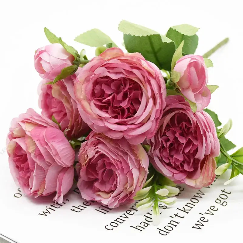 Artificial Peony Bouquet 9 Heads One Bundle for Home Decor Wedding DIY Festival Outdoor Decor Scrapbooking Bonsai Gifts