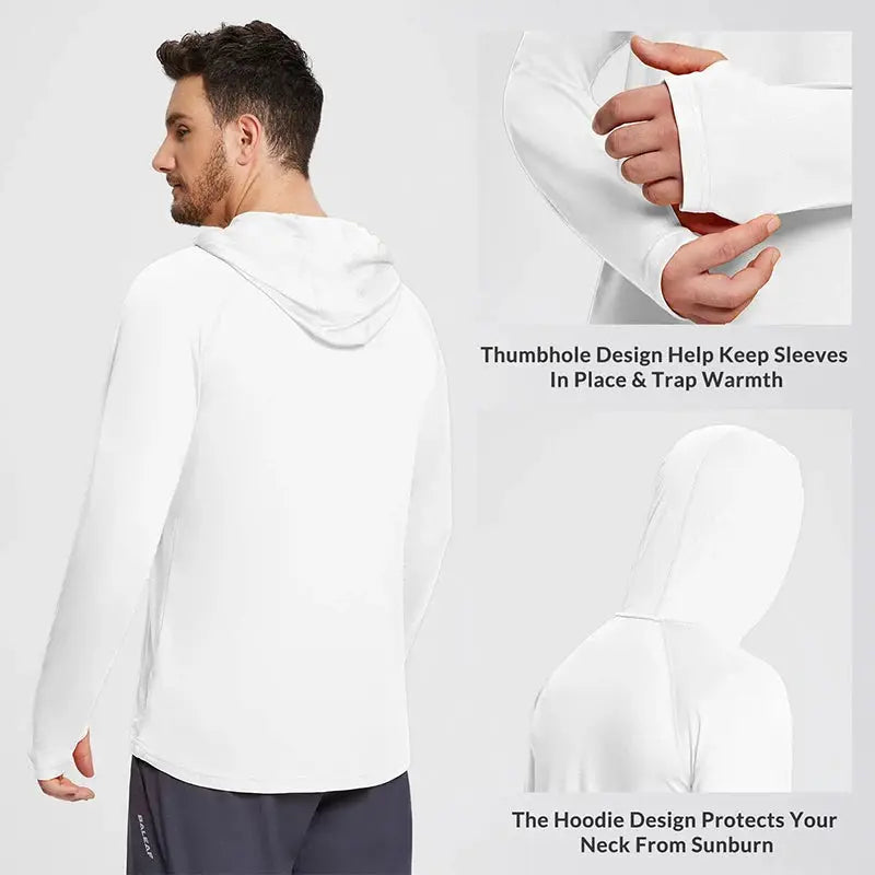 Men's UPF50 Plus Performance T Shirt Hoodie Long Sleeve Sun Protection Quick Dry for Running Fishing Casual Wear