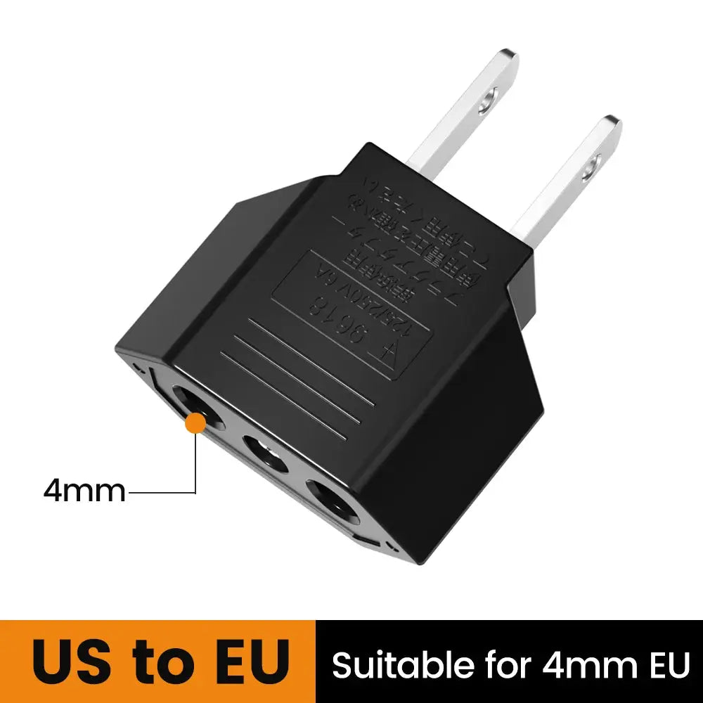 US To EU Travel Adapter Plug With Pure Copper Conductor And Flame Retardant Shell For Safe 10A Use