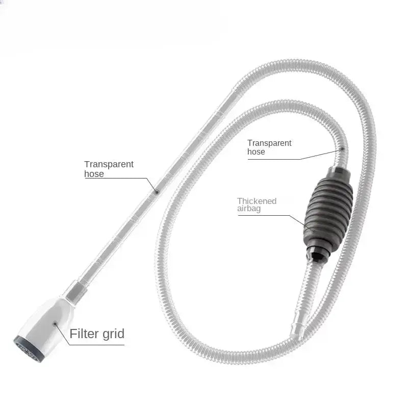 Simples Market fish tank siphon vacuum gravel cleaner with extension tube, transparent hoses, and filter grid