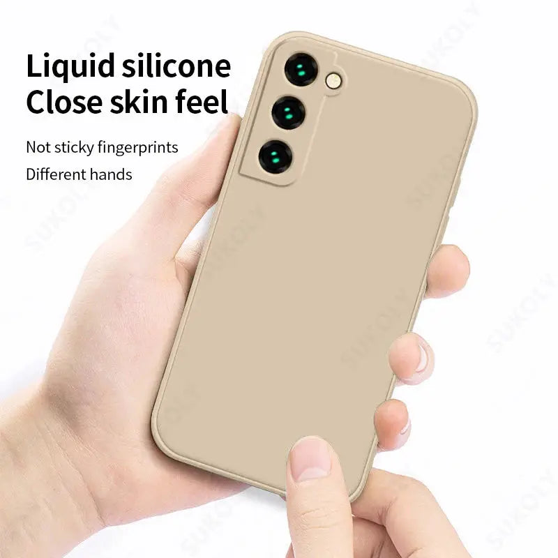 Case for Samsung Galaxy S-series beige liquid silicone shockproof phone cover by Simples Market