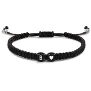 Unisex Initial Heart Bracelet Adjustable Braided Rope Jewelry A To Z Letters Personalized Name Gift For Women Men