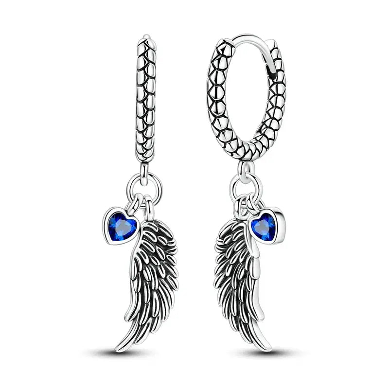 Original 925 Sterling Silver Blue Zirconium Butterfly Hoop Earrings For Women Colored Fine Jewelry Party Earrings
