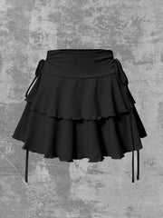 AuroraWear High Waist Solid Color Slim Fit Mini Skirt With Elastic Waistband For Summer Outdoor Versatility