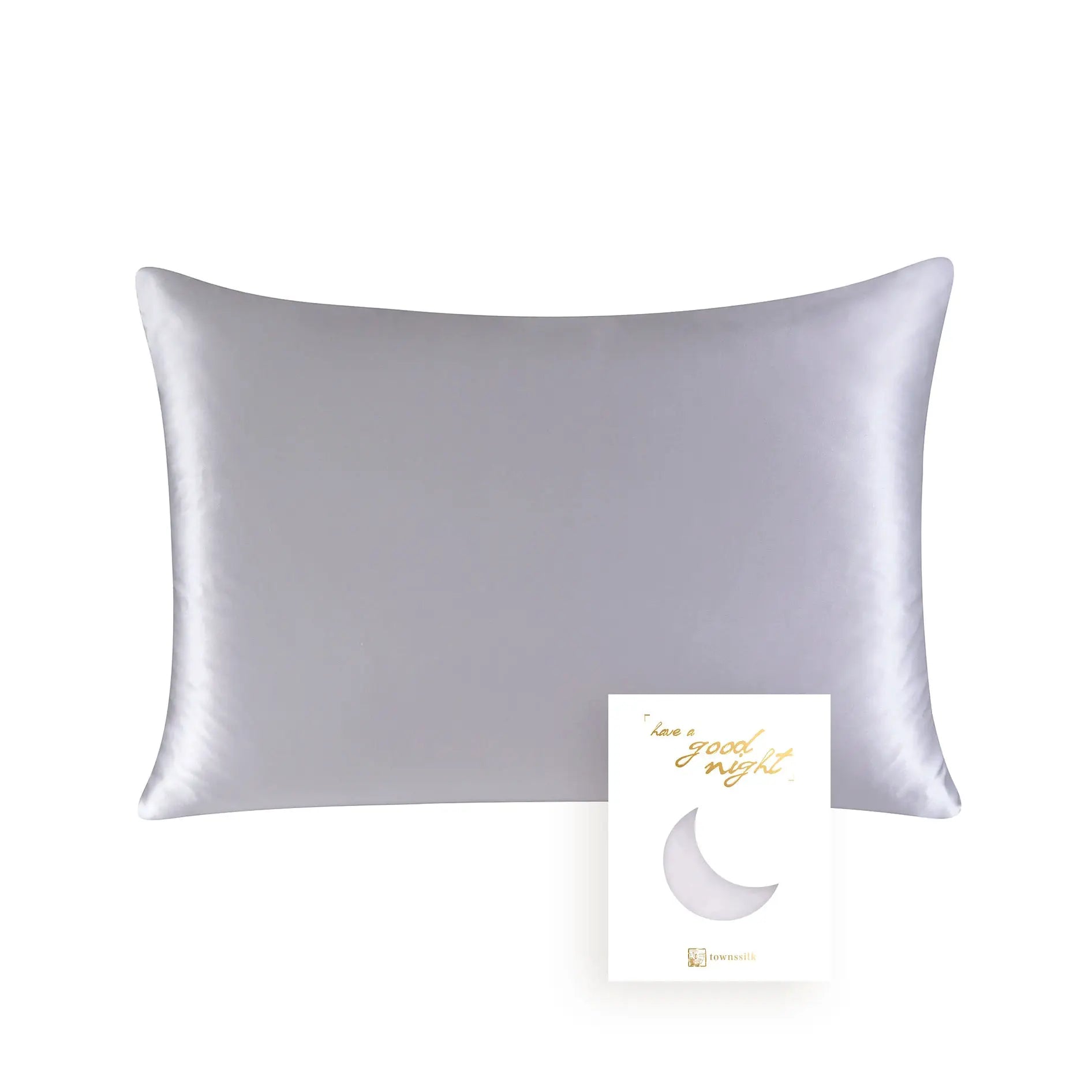 Simples Market silk pillowcase in silver-gray mulberry silk with a smooth sheen