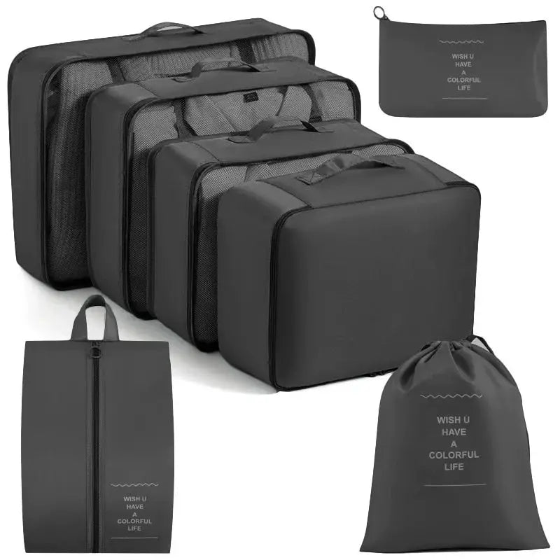 EcoVoyage Travel Storage Bag Set 7 8 9 Piece Eco Friendly Compression Packing Cubes For Clothes Shoes Toiletries