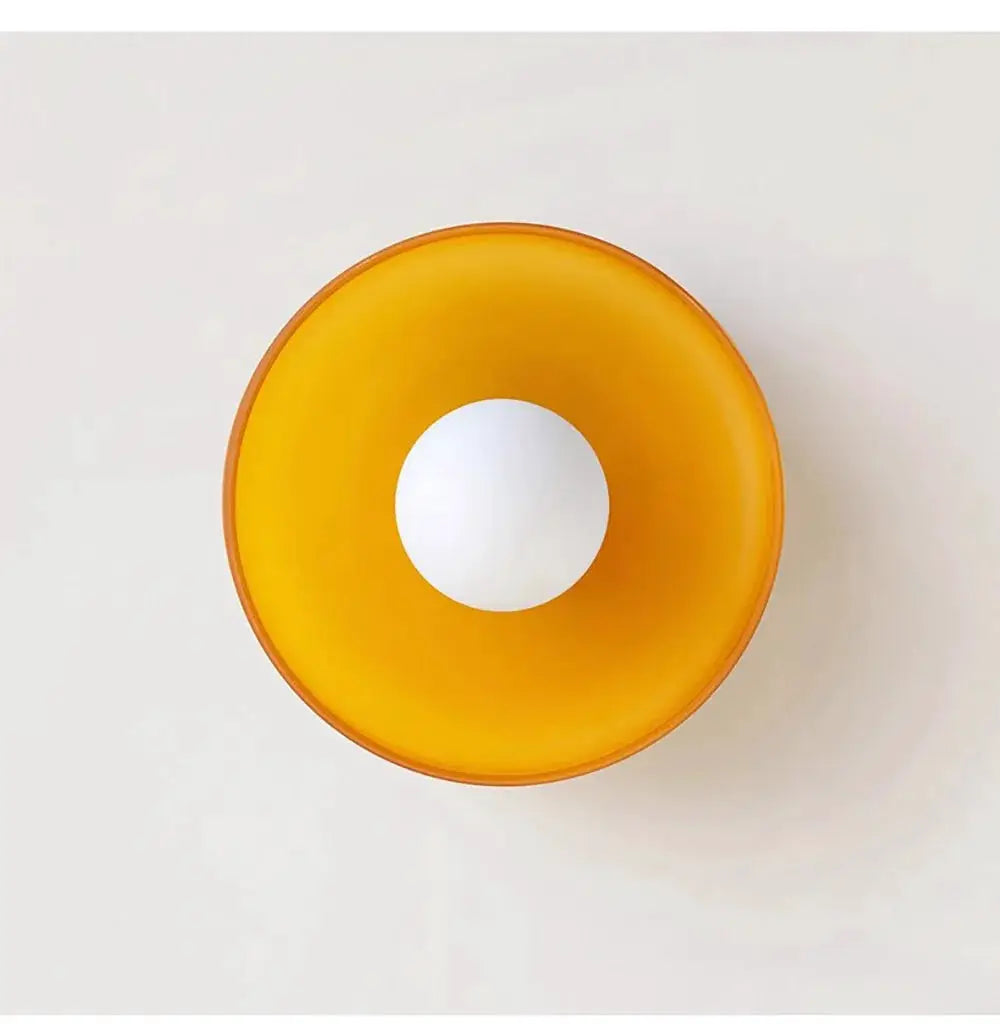 Nordic glass ceiling light, single-head amber glass with white center diffuser