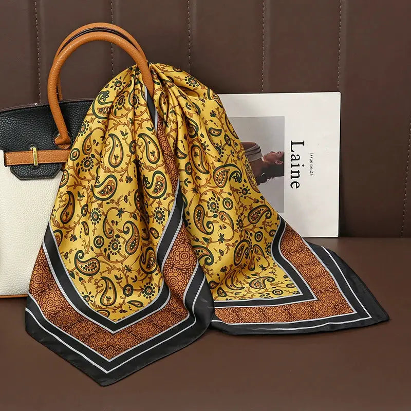 Luxe Silk Satin Square Scarf Silk Feel Finish Versatile Fashion Wrap For Shawl Hijab Neckerchief Hair Ribbon Headband