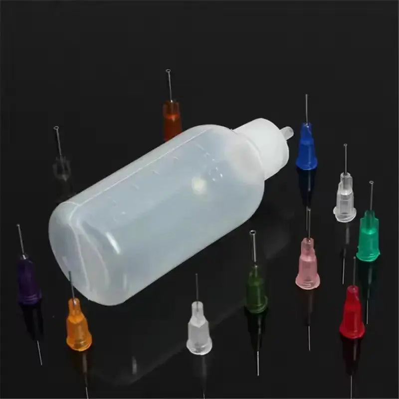 11 Needle Transparent Glue Bottle Polyethylene Needle Dispensing Bottle For Rosin Solder Flux Paste 30ml Or 50ml