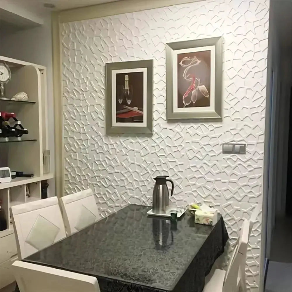 3D self-adhesive wallpaper, white textured geometric pattern for ceiling decor