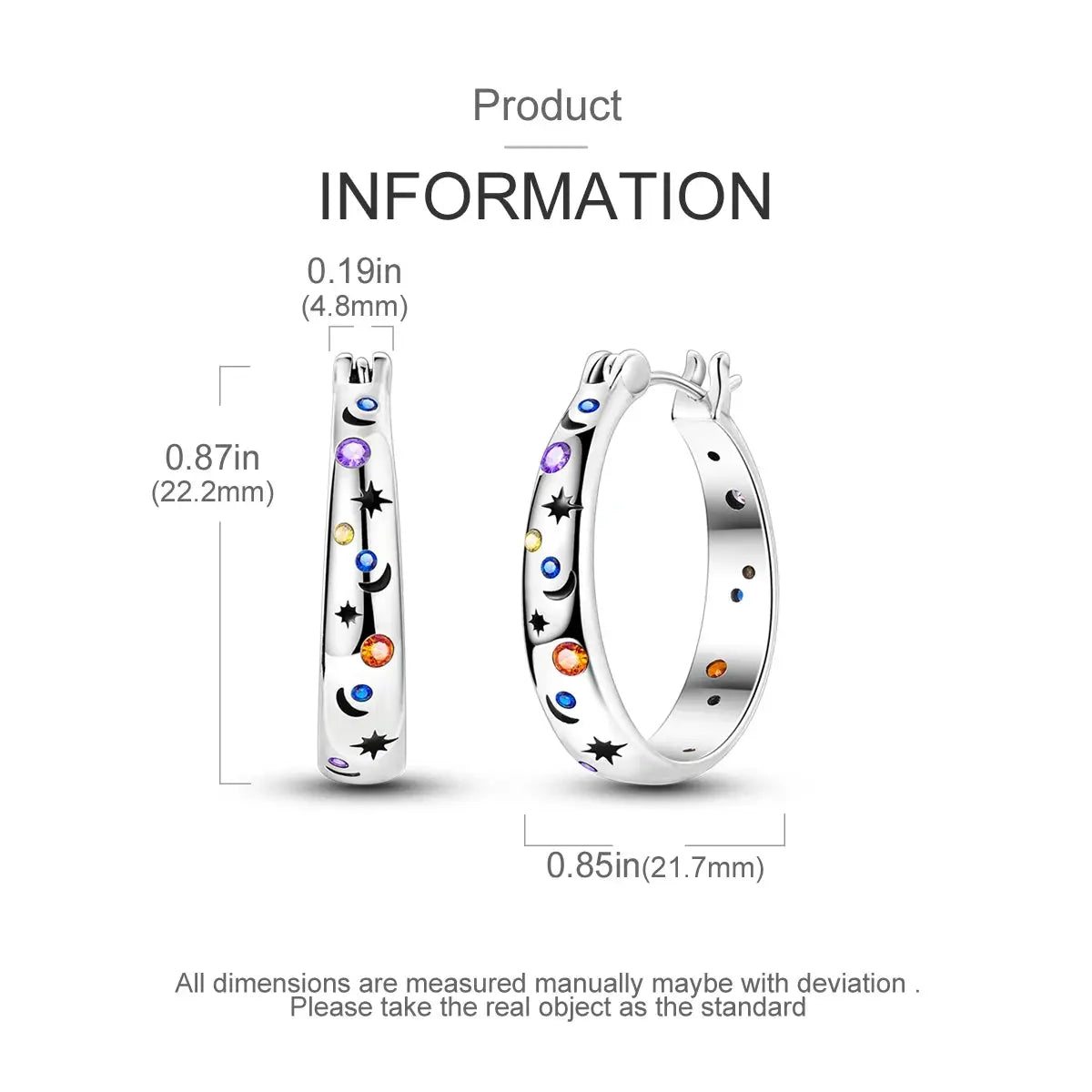 Pandach 925 Sterling Silver Hoop Earrings Zircon Starry Sky For Women Fine Jewelry Engagement Wedding Gift