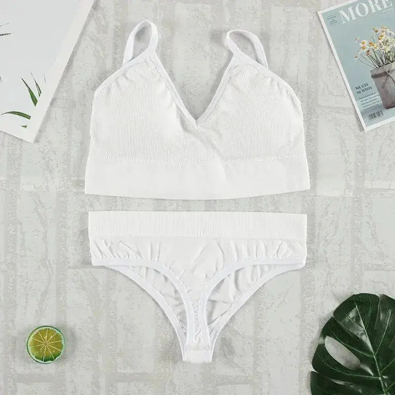 Velvet Lace Seamless Padded Bralette And G String Set For Women Wireless Comfort Everyday Wear
