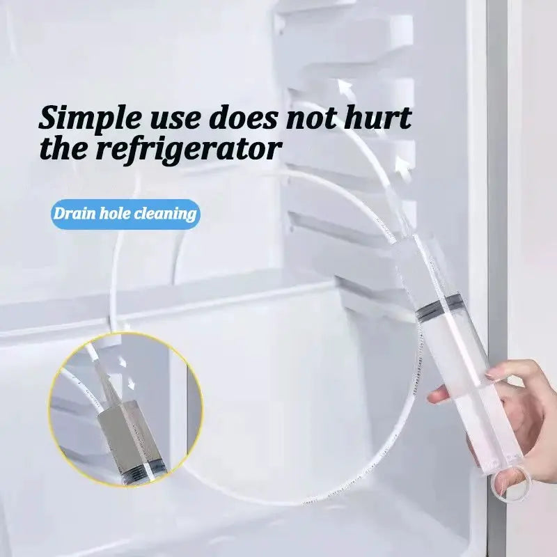 Refrigerator drain-hole cleaner kit by Simples Market, 5/6-pc with white wand and flexible hose.