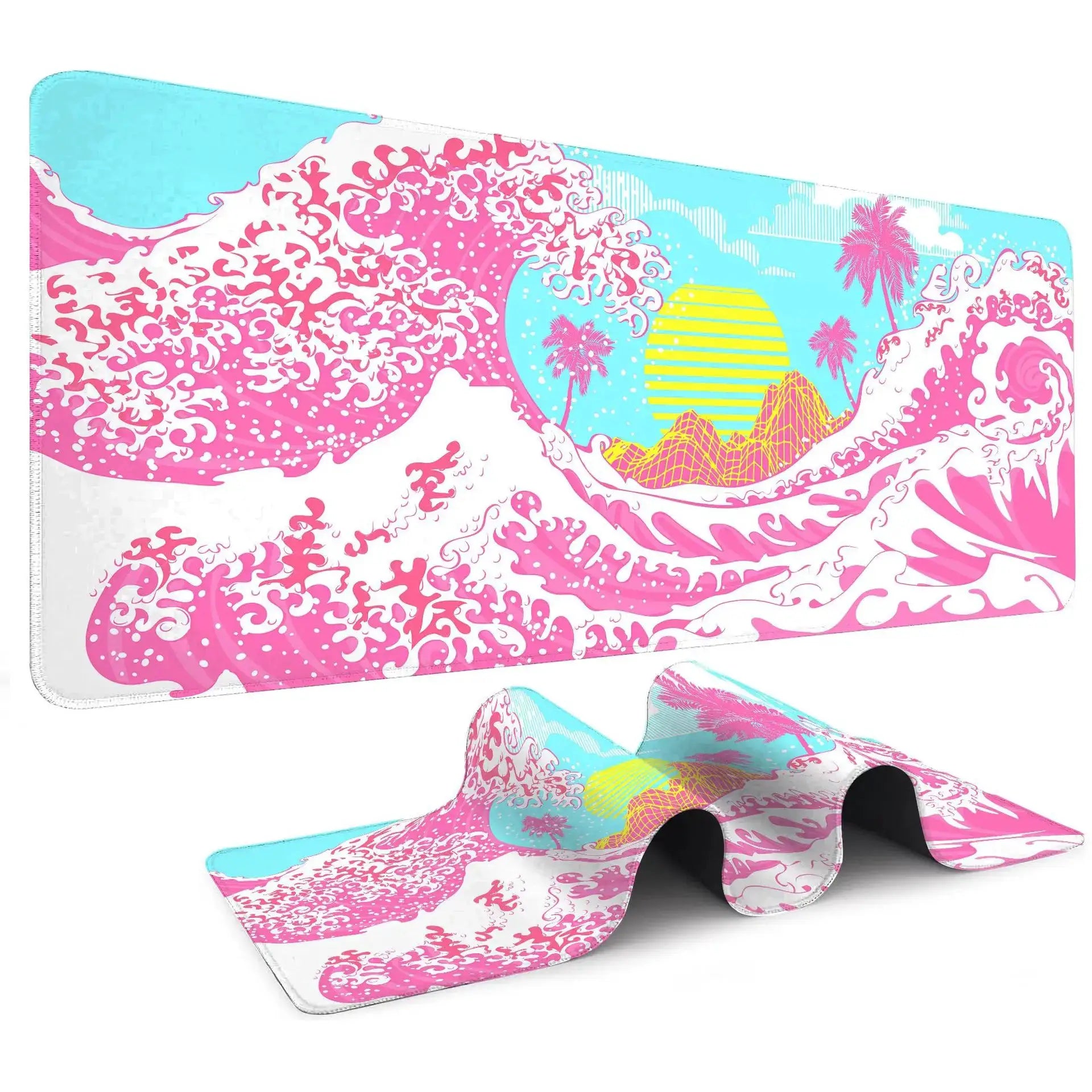 Japanese Sea Wave Large Mouse Pad Anime Black Gaming Extended Desk Mat 3mm Thick Non Slip Rubber Base