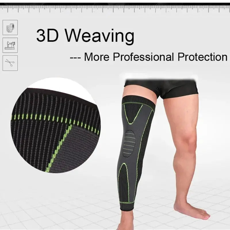 Non Slip Knee Pads With Elastic Long Leg Sleeve Bandage Pressurized Support For Running Sports Warm Leg Protection