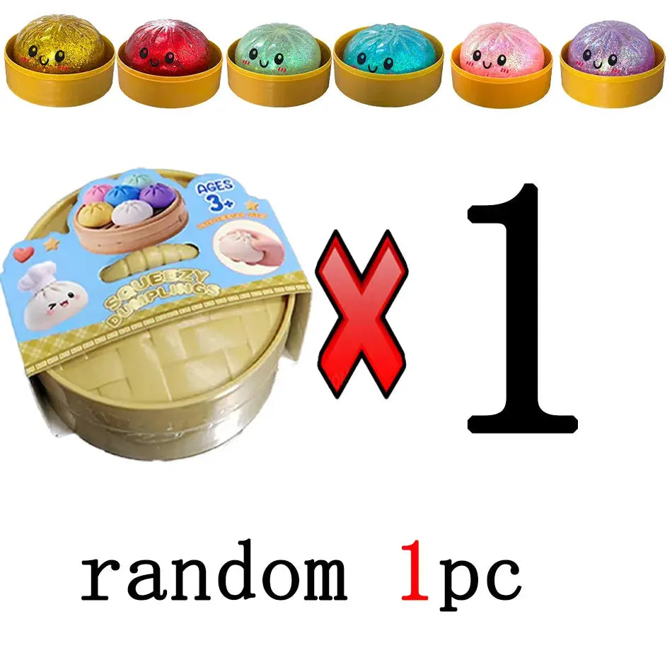 Dumpling Squishies Cute Colorful Bun Toy Slow Rising Stress Relief Fidget for Kids and Adults Anti Anxiety Gift
