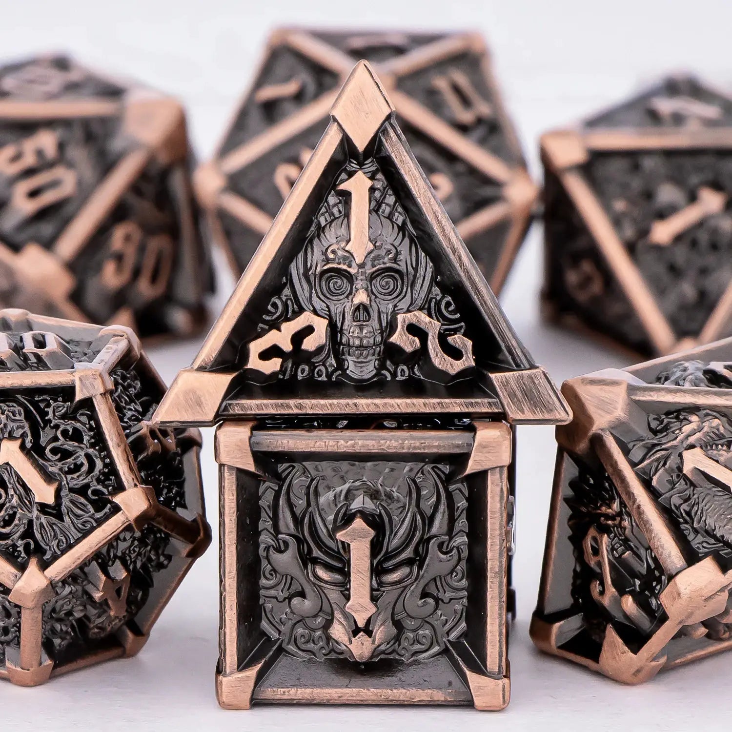 Skull And Dragon Metal Dice Set For Dungeons And Dragons Polyhedral Dice For Tabletop RPGs