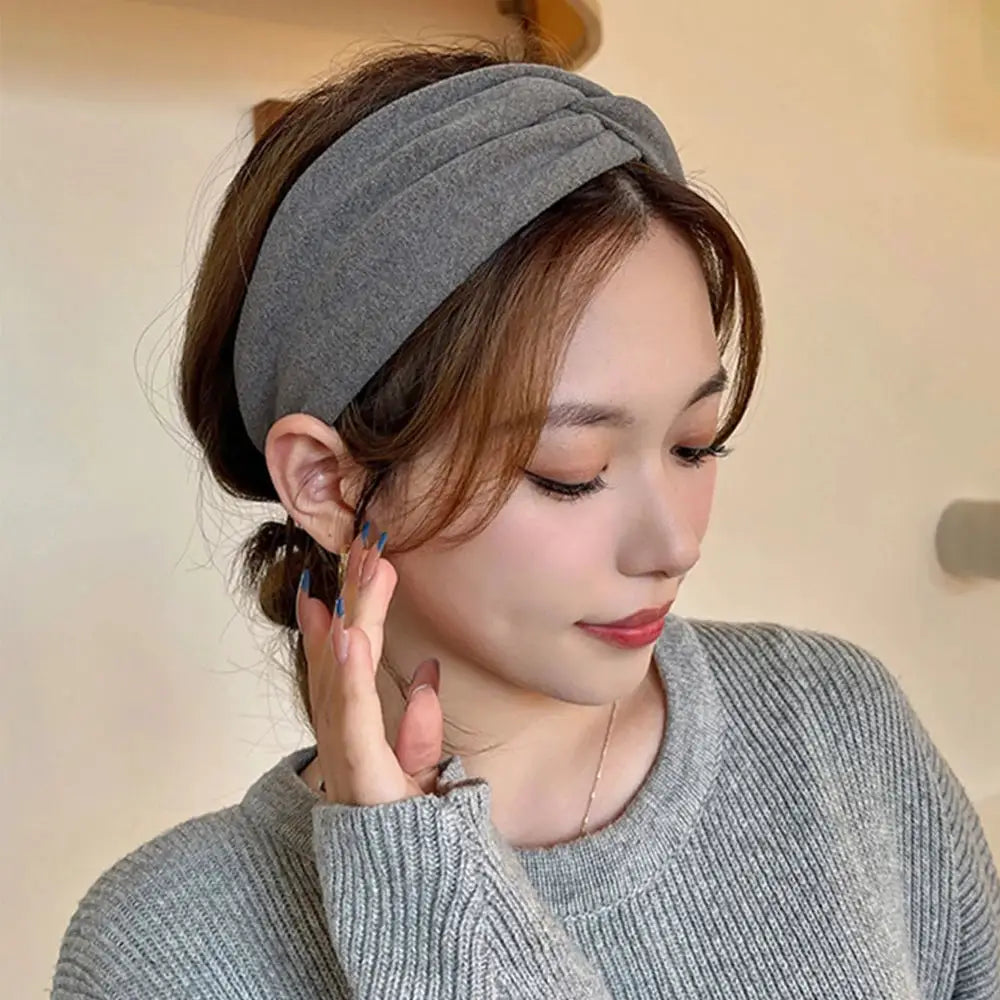 ZenWeave Wide Cotton Stretch Bandage Headband Elastic Solid Color Hair Accessory For Sports And Everyday Wear