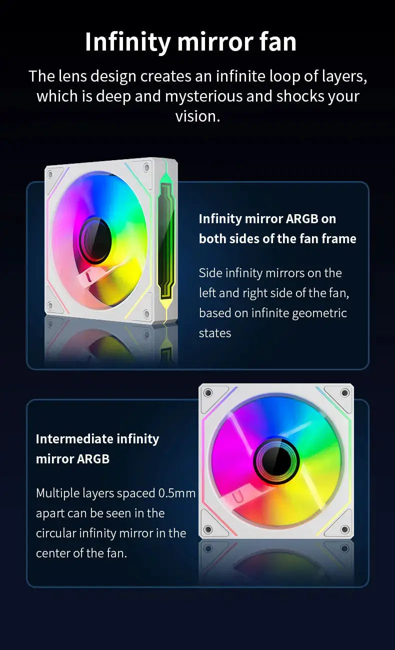 TEUCER LJ-4Pro ARGB 120mm computer case fan set, two infinity-mirror fans by Simples Market