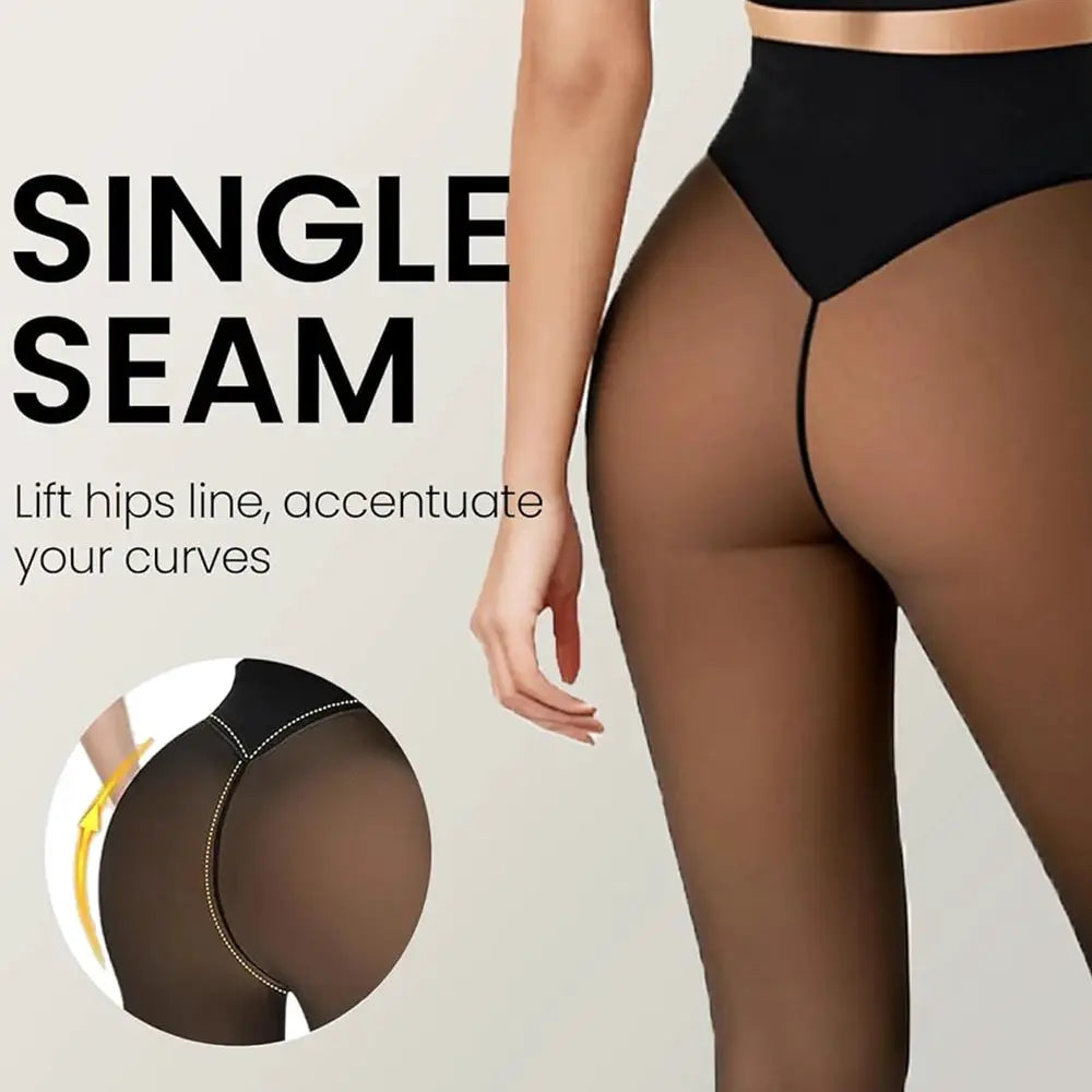 One-seam black shaping tights with back seam for plus sizes