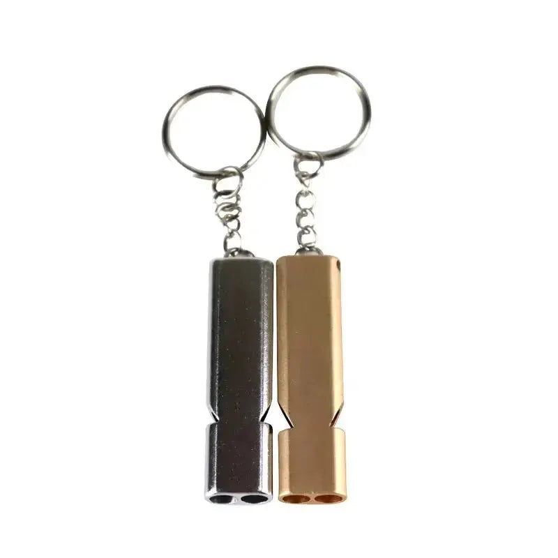 Flat Aluminum Alloy Dual Frequency Survival Whistle With Double Tube For Outdoor Emergency Signaling EDC Tool