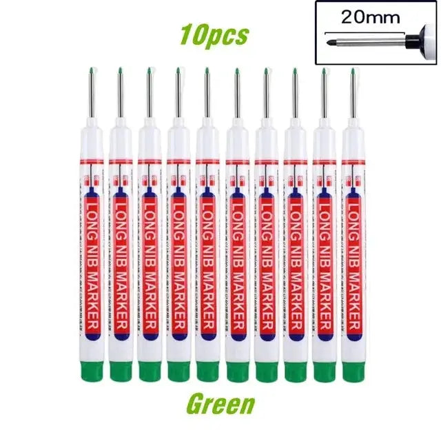 Ten Piece Set Multi Purpose Long Nib Marker Pens For 20mm Deep Hole Metal Perforating Waterproof Woodworking Decor Tool