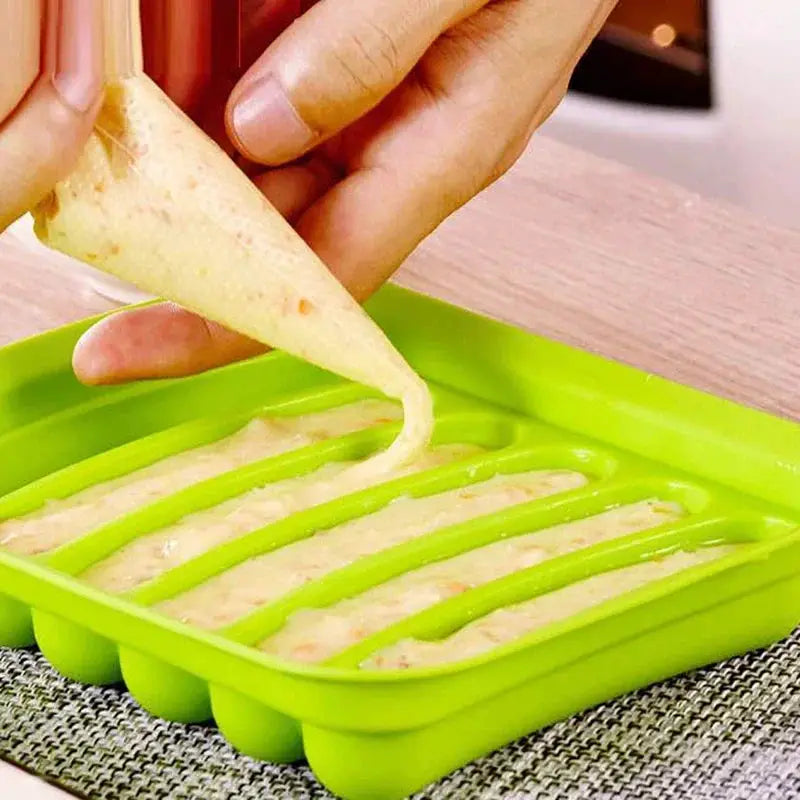 Six Grid Silicone Sausage Mould With Lid For Homemade Sausages And Hot Dogs Diy Bakeware Kitchen Tool Set