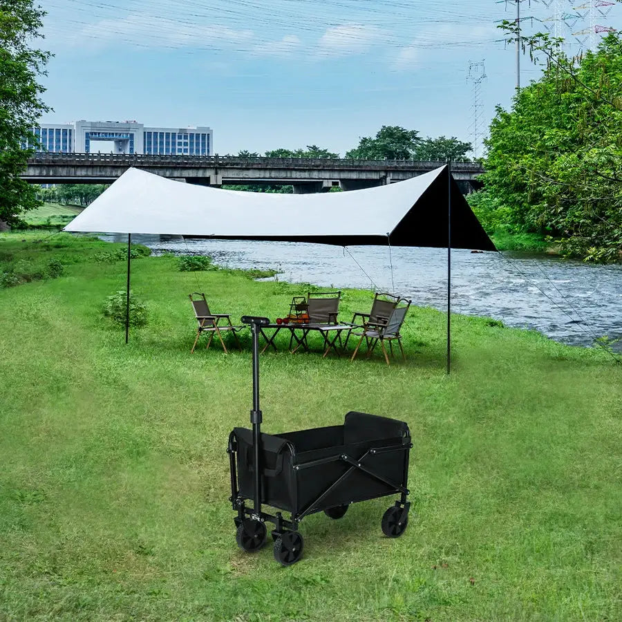 Foldable Portable Picnic Cart For Outdoor Camping Heavy Duty Collapsible Utility Cart For Beach And Shopping