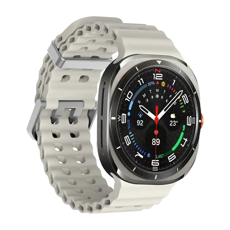 Marine Band silicone strap for Samsung Galaxy Watch Ultra 47mm, white perforated sport band