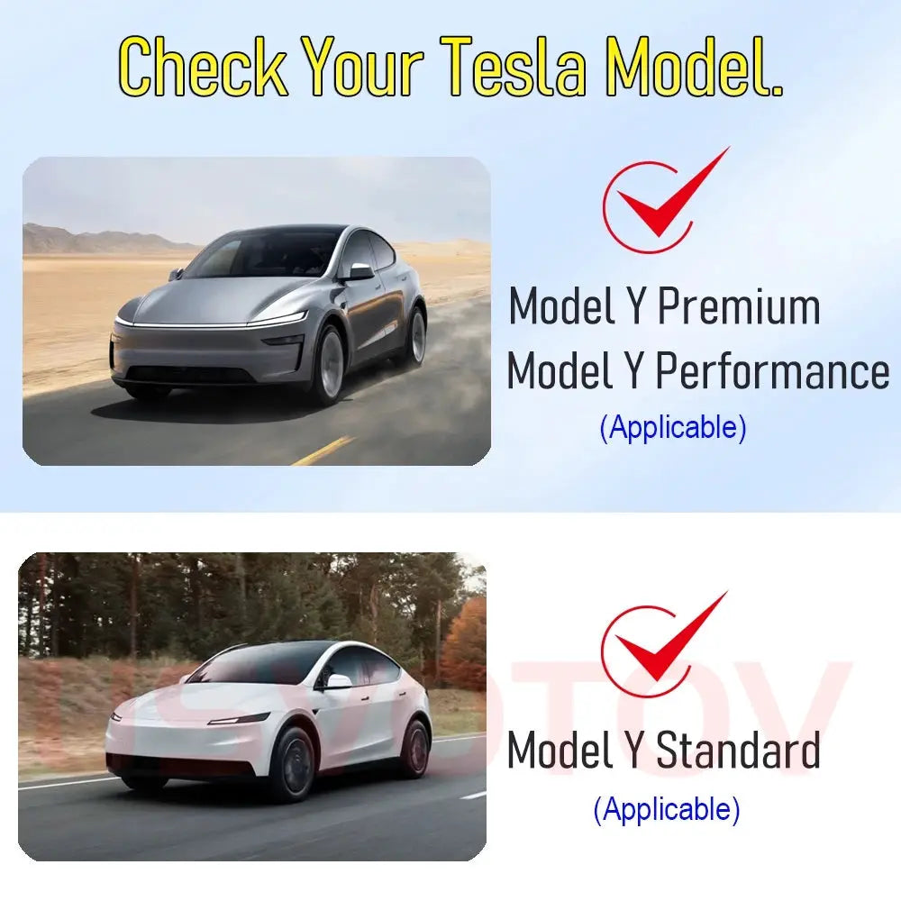 Tesla Model Y suede dashboard cover pad by Simples Market; anti-UV, non-slip; two variants for Standard and Premium/Performance models