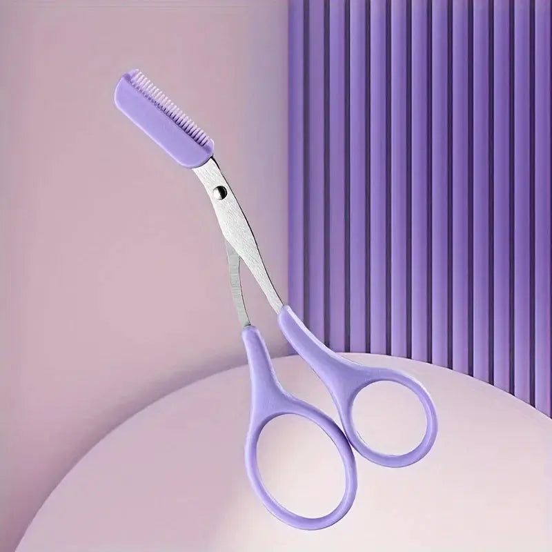 GleamLine Stainless Steel Eyebrow Trimming Scissors With Comb For Safe Precise Grooming And Perfect Brows