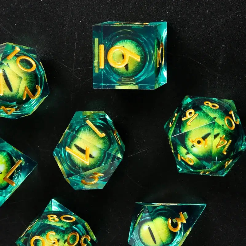 Liquid Core DND Dice Set With Sharp Edge Resin Dice For Dungeons And Dragons RPG D20 D12 D10 D8 D6 D4