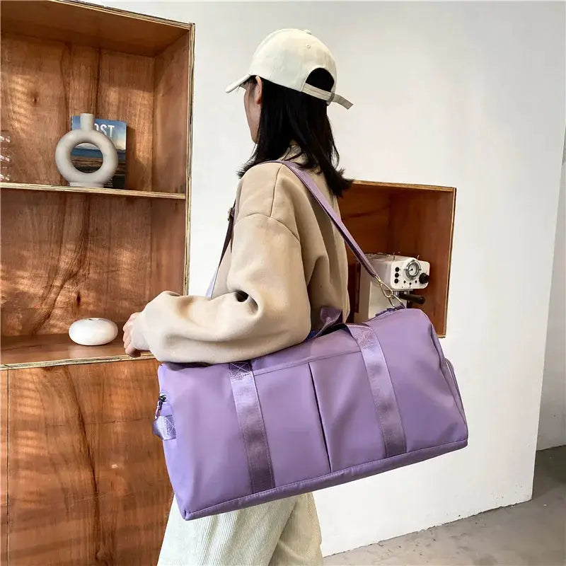 Fitness bag lilac large-capacity gym duffel with dry-wet separation by Simples Market