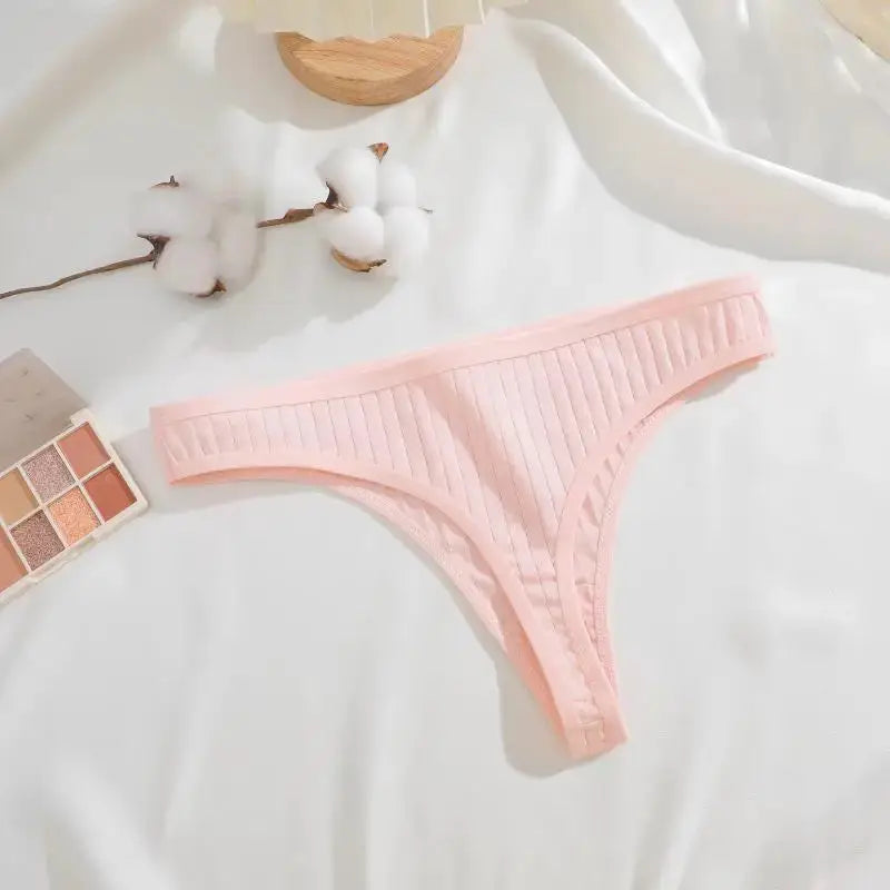 8-piece cotton seamless thong set for women, pink low-rise breathable G-string underwear by Simples Market