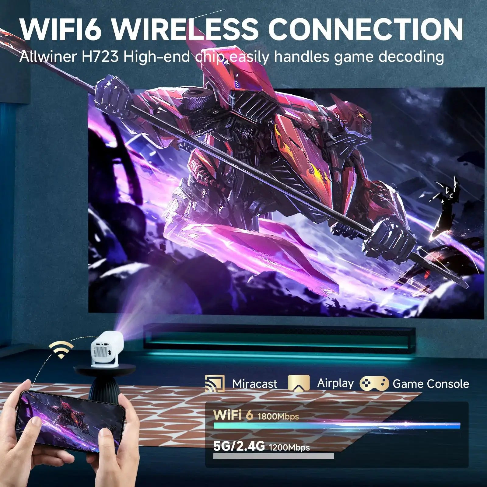 P30PRO Android 14 Smart Mini Projector WiFi 6 Bluetooth 5.0 4K Support