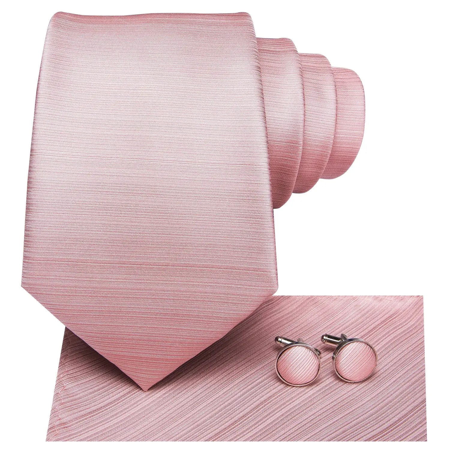 Men's pink striped tie with silver cufflinks set by Simples Market