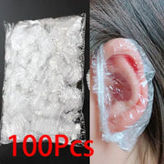 AquaShield 100 Count Disposable Hair Dye Earmuffs Waterproof Ear Covers For Hairdressing And Shower Protection