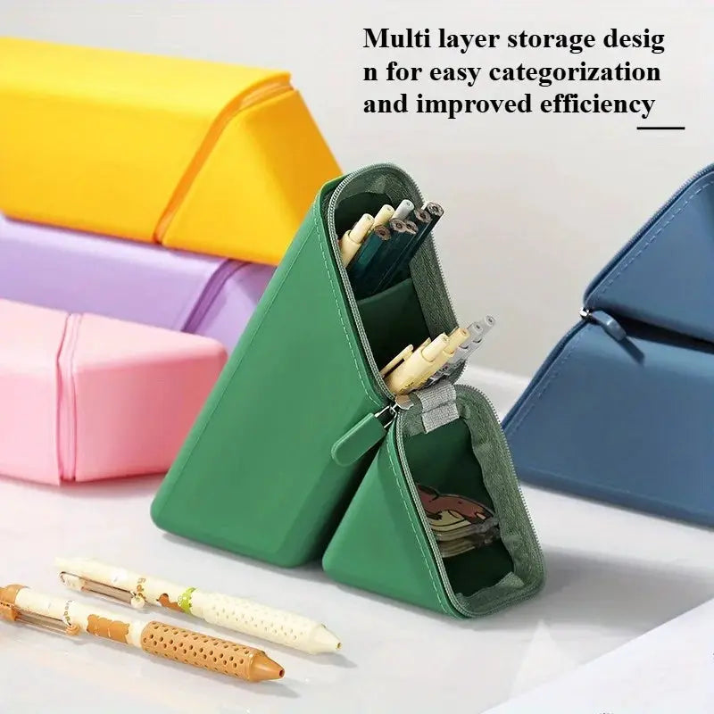 NovaFlex Stylish Silicone Pen Holder Foldable Desktop Organizer For Office And Study Space Saving Desk Accessory