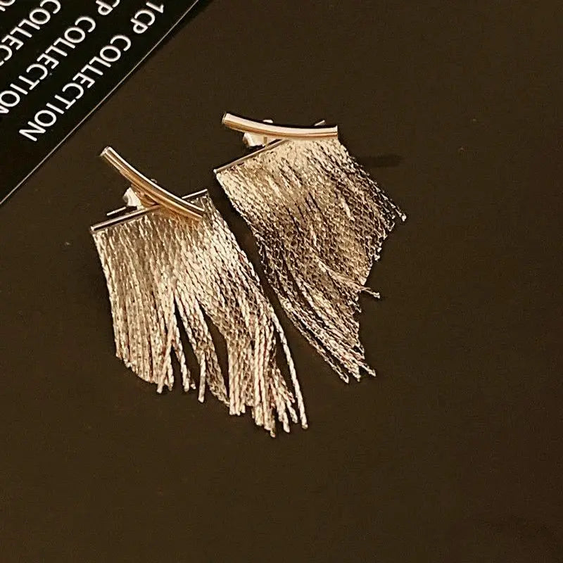 Gold Color Tassel Statement Earrings For Women Long Bling Geometric Vintage Inspired Jewelry Gift