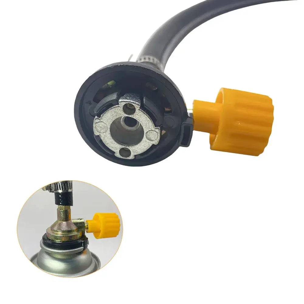 Gas refill valve adapter with yellow knob and black body, leakproof rubber seal — Simples Market