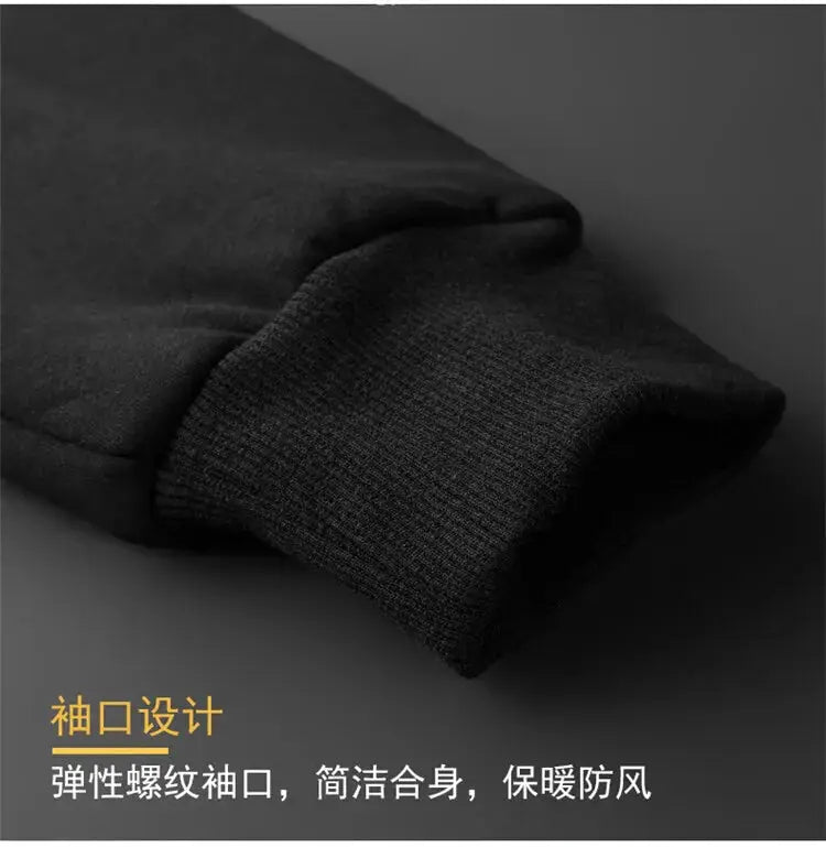 Hooded fleece jacket, black, ribbed cuff close-up